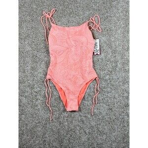 Quint Soul Coral Paisley Side Tie One Piece Swimsuit Boho Beach S